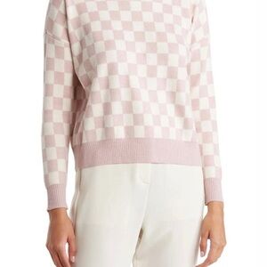 T Tahari Blush and Cream Checkered Sweater